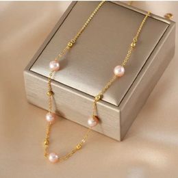 Pendant Necklaces Minar Elegant Pink Colour Genuine Freshwater Pearl Charm Necklaces for Women 14K Real Gold Plated Copper Chokers Wedding Jewellery