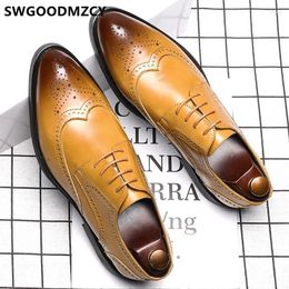 Dress Shoes Formal Men Classic Italian Brand Brogue Office Coiffeur Elegant For Wedding Zapatos Oxford Hombr