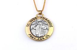 16 Pcs Lots of ST JUDE THADDEUS Pray For us medal Religious oval Pendant Necklace 23 6 inches 29 5x47 5mm pendant A550d258K8809065