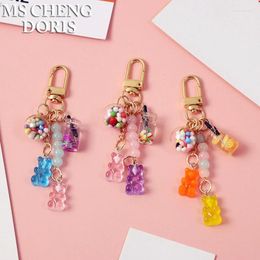 Keychains Bear Key Chain Cute Resin Gummy Fruits Wishing Bottle Candy Color Animal Charms Girls Jewelry Pendant Ring For Gift