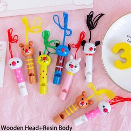 Party Favour 20Pc Mini Multicolor Wooden Head Animal Whistles Kids Birthday Favours Baby Shower Noice Maker Toys Goody Bags Pinata Gifts