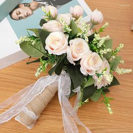 Decorative Flowers Cross-border Beautiful Simulation Flower Wedding Decoration Props Bride Hand Bouquet Pe Material