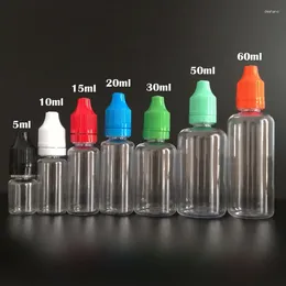 Storage Bottles 200pcs 5ml 10ml 30ml Empty Refillable Bottle PET Clear Plastic Dropper With Tamper Caps For E Juice Nail Polish