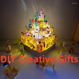 Decorative Figurines Creative DIY Wine Bottle Castle Nightlight USB Girl Bedroom Decoration Table Lamp Bedside Handmade Birthday Gift