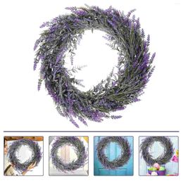 Decorative Flowers Artificial Lavender Flower Party Garland Pendant Green Wreaths Front Door Decorate Hanging Plastic Fake Spring