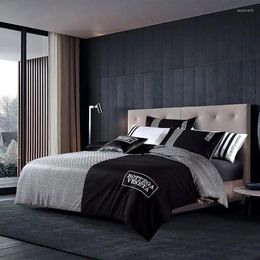 Bedding Sets 37 Cotton Autumn Winter Men's Black White Duvet Cover Flat Sheet Pillowcase 4pcs Bed Linens Set