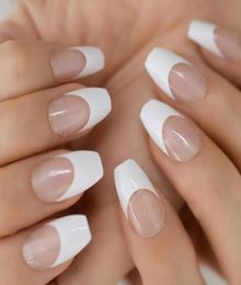 False Nails Ballerina Coffin French Tips Press On Medium Length Nude Clear Fake Set Natural Acrylic Classic Designs9235043