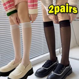 Women Socks 1/2pairs JK Woman Cute Sexy Lolita Long Summer Thin Knee High Fashion Cosplay Nylon Transparent Stockings