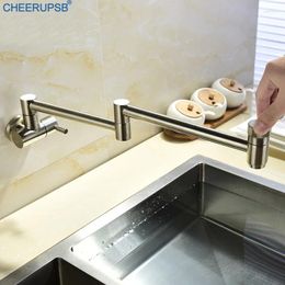 Kitchen Faucets Mutfak Bataryasi Wall Mounted Folding Tap Single Cold Water Sink Mixer Faucet Rotatable Universal Brass Taps K52