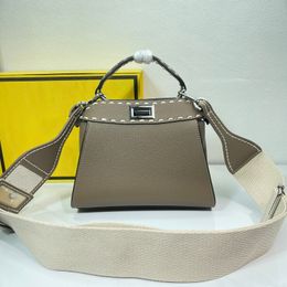 7A Designer Bag: Full Grain Leather Shoulder Bag with Classic Twist Lock Accents on Both Sides - Featuring Interior Zippered Pockets and Silver Metal Hardware