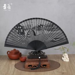 Decorative Figurines Chinese Style 7-Inch Folding Fan Full Bamboo Hollow Ancient Carved Japanese Craft Gift Men's And Women's