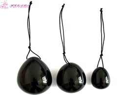 HIMABM 3pcs Natural Drilled Obsidian Jade Egg Pelvic Floor Muscle Vaginal Ben Wa Yoni Egg for Kegel Exercise Postpartum Recovery215206164