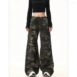 Women's Pants American Retro High Street Casual Overalls Full Length Loose Wide Leg Women Y2k Hip-hop Camouflage Cargo Grunge Trousers