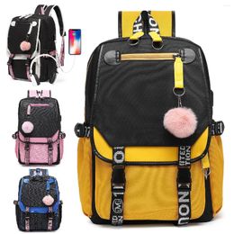 Backpack School Large Capacity Lightweight Multi-pocket Student Schoolbag Laptop With USB For Girl And Women