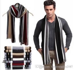 Winter designer scarf men striped cotton scarf female male brand shawl wrap knit cashmere bufandas Striped scarf with tassels S66044497