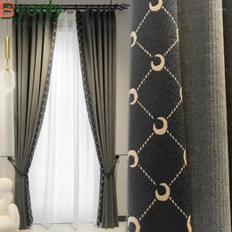 Curtain Custom Dark Jacquard Patchwork Chenille Blackout Curtains For Living Room Bedroom Balcony French Window Bay