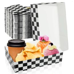 Gift Wrap Race Car Birthday Party Supplies Chequered Food Boxes Paper Snack Trays Checker Racing Flag Disposable Holders Popcorn Boxe