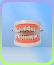 New Hip hop teeth tooth grillz copper zircon crystal teeth grillz Dental Grills Halloween jewelry gift whole for rap rapper me74682738840