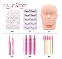 NEWCOME Eyelash Extension Training Kit Exercise Practise Mannequin Head Set Grafting Eyelash Tools Kit Eye Lashes Grafting2055055