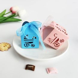 Gift Wrap 10Pcs Gender Reveal Boxes Candy Packing Box Hollow Pink Baby Car Cookie For Supplies
