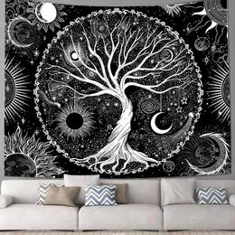 Tapestries Tree Of Life Black Moon And Sun Tapestry Wall Hanging Mystical Aesthetic For Living Room Bedroom