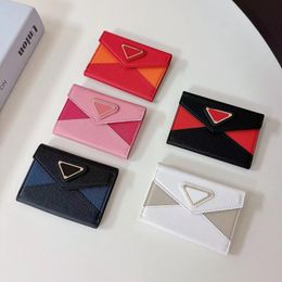 Brand Fashion Buckle Purse Designer Delicate Multi-Card Credit Card ID Card Collection Card Bag Trend Colour Mosaic 5 Inverted Triangle Letter Design Portable Bag