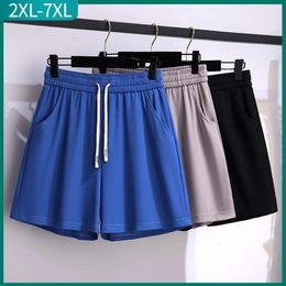 Ladies Summer Plus Size Sports Shorts For Women Large Loose Blue Wide Leg Thin Running Shorts 3XL 4XL 5XL 6XL 7XL 240506