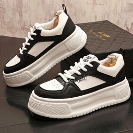 Casual Shoes Luxury Designer Men's White Black Mixed Thick Bottom Board Male Outdoor All Match Loafers Sport Walking Sneakers