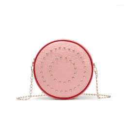 Shoulder Bags 2024 Korean Women Version Simple Female Fashion Embroidered Small Round Messenger Bag Fresh Mobile Phone Chain