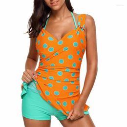 Women's Swimwear DEKA Women Dot Tankini Set Girl Print Two Piece Swimsuit Large Size Shorts Vintage Bodysuit Swim Beachwear Bathing Suit