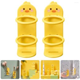 Storage Bottles 2 Pcs Lovely Holder Wall Toothpaste Toothbrushes Hanger Duck Pattern Plastic Electric Mounted