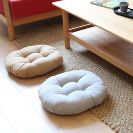 Pillow Simple Breathable Solid Colour Cotton And Linen Student Office Round Chair Thick Tatami Fabric Seat