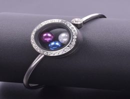 Charm Bracelets 5PcsLot 25mm Stainless Steel Crystal Round Glass Memory Floating Charms Locket Bracelet Bangle For Women Fe6423550