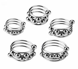 Stainless Steel Cock Rings Penile Sliding Band Bead Ring Binding Male Penile Exercise Ring Adult Sex Toy Products Metal Penis Ring7422254