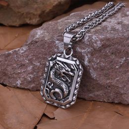 Chains Vintage Vikings Stainless Steel Animal Dragon Pendant Scandinavian Celtic Rune Amulet Necklace Jewelry Gift For Boyfriend