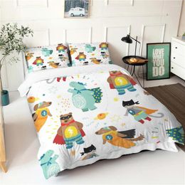 Bedding Sets Cartoon Comforter Children's Drawing Dogs Pattern Double Bed Sheets With Pillowcases Linen