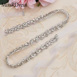 Wedding Sashes MissRDress Rhinestones Belt Sash Silver Diamond Crystal Bridal For Gown Decoration JK863 263u