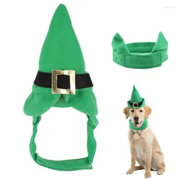 Dog Apparel Christmas Cat Hat Elf Foot Straps St. Patrick's Day Head Wear Accessories Green Top For Cats Small Dogs