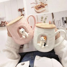 Mugs Cartoon Ceramic Coffee Mug With Lid Creative Cute Personalised Nordic Juice Esspresso Cups Milk Tazas Kitchen Drinkware