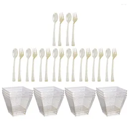 Disposable Cups Straws Cup Creative Utensil Kit Festival Flatware Plastic Party Serving Spoon Tableware Mini Containers Supply