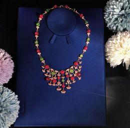 Highend Luxurious Ball Lady Necklace Party gathering Ruby red noble Necklace circular Superior quality Tassels Choi8336414