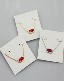 Pendant Necklaces Necklace Red Glass Stone Real 18K Gold Plated Dangles Glitter Jewelries Letter Gift With dust bag7175629