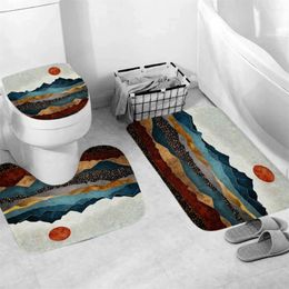 Bath Mats Sunset Nature Forest Tree Lake View Bathroom Set Carpet Toilet Mat Floor Super Soft Absorbent Home Decor
