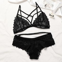 Home Clothing Sexy Lace Bra Lingerie Set Ladies Beauty Back Cross Strap Comfort