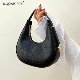 Fashion Alligator Pattern Shoulder Bags for Women Small Handle Underarm Bag Clutch Luxury Pu Leather Female Handbag with Purse 240508