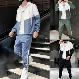 Spring Men Casual Sets Mens Hooded Tracksuit Sportswear JacketsPants 2 Piece Hip Hop Running Sports Suit 3XL 240428