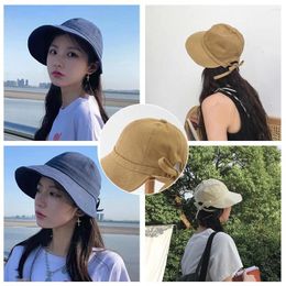 Wide Brim Hats Sunhat Women Spring And Summer Trend Fashion Cute Bow Basin Fisherman Anti-UV Thin Big Hat Japanese Q6I2