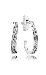 925 Sterling Silver CZ Diamond earrings with Retail Box fashion Elegant Waves Ear hook Earrings for Women Girls Gift Jewelry EARRI4944567