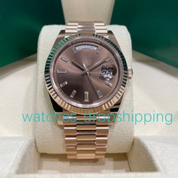 Super Factory Mens Watch 41MM Diamond Chocolate Dial Fluted Bezel Ice Automatic Mechanical Movement Sapphire Glass Stainless Steel Pres 265E