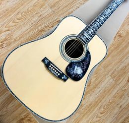 New 41 6-string acoustic guitar. Spruce veneer and rosewood back and sides, ebony fretboard, abalone shell inlay, super deluxe